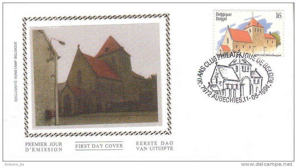 FDC Soie Silk Zijde Nr 2564 Aubechies - 1991-2000