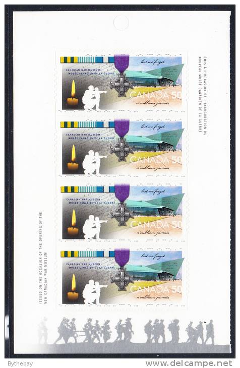 Canada Scott #2108a MNH Booklet Pane Of 4 50c Canadian War Museum - Pages De Carnets