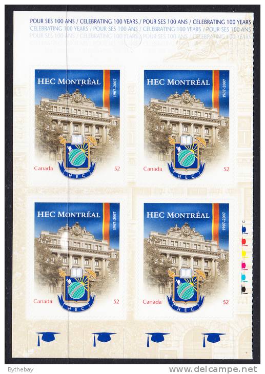 Canada Scott #2209a MNH Booklet Pane Of 4 52c HEC Montreal - Volledige Velletjes