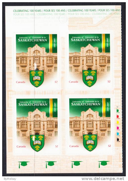 Canada Scott #2210a MNH Booklet Pane Of 4 52c University Of Saskatchewan - Pages De Carnets