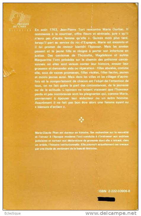 Les Amours Illégitimes, Histoires De Séduction En Languedoc, Par M.C. PHAN, Ed. Du CNRS, 1986 - Languedoc-Roussillon
