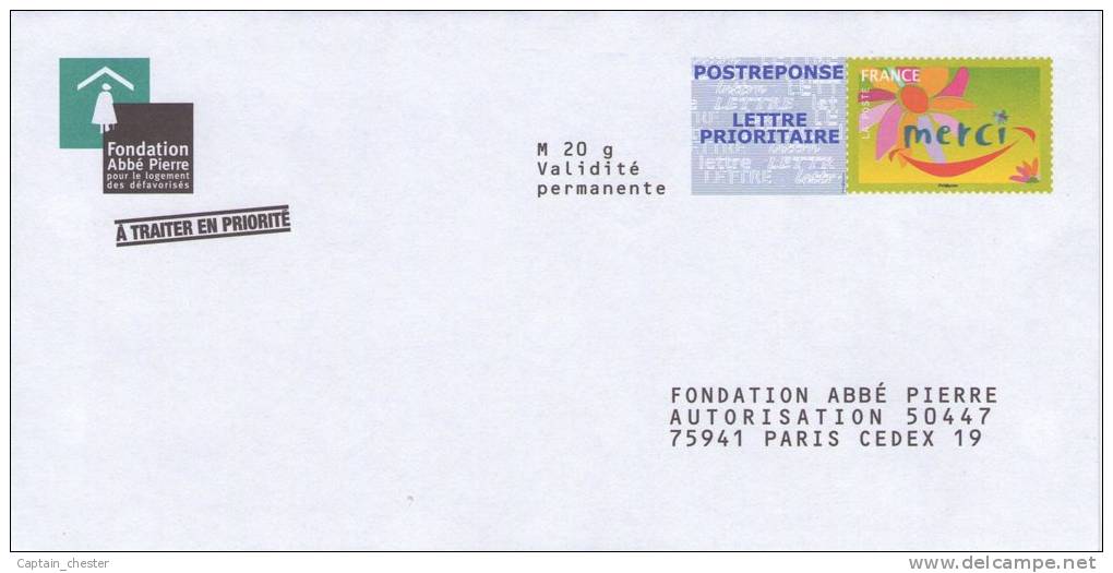 POSTREPONSE Fondation Abbé Pierre ( Merci - Lot 10P049 ) - Listos A Ser Enviados: Respuesta