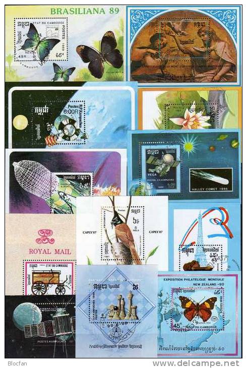 12 Topics Blocs Kampuchea Verschiedene Block O 16€ Philatelic Olympia Flower Sport Nature Soccer Space Sheet Of Cambodge - Kampuchea