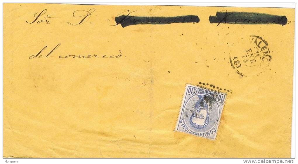 Carta VALENCIA 1873 A Barcelona. Amadeo - Storia Postale