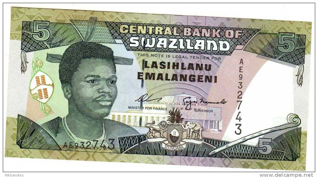 SWAZILAND P23a, (1995), 5 EMALAGENI, UNC - Swaziland