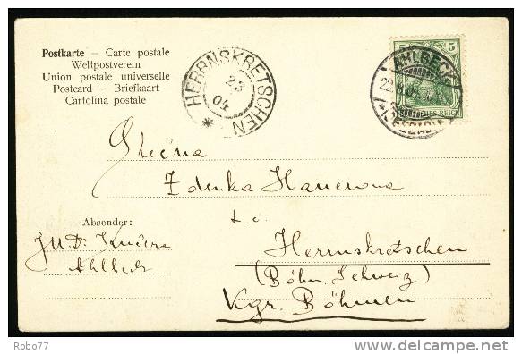 1904 Germany Postcard. Ostseebad Ahlbeck. Ahlbeck 22.8.04., Hernnskretschen 23.8.04. (T13047) - Usedom