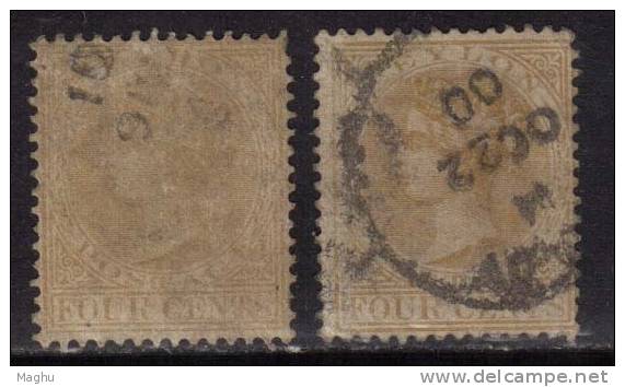 Ceylon Used 1899, Wmk Crown CA, 4c Yellow , 2 Diff. Shades / Colour, - Ceylon (...-1947)