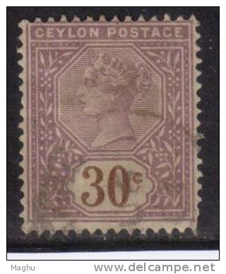 Ceylon Used 1893. Wmk Crown CA, 30c Bright Mauve & Chestnut., - Ceylon (...-1947)