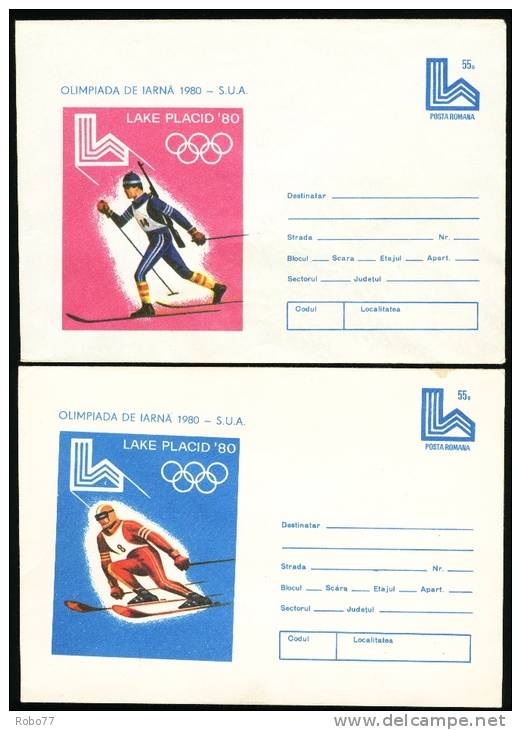 1980 Romania.  Four FDC Covers.  Winter Olympic Games Lake Placid. (V01158) - Hiver 1980: Lake Placid