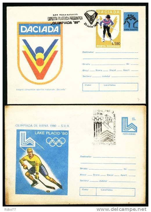 1980 Romania.  Four FDC Covers.  Winter Olympic Games Lake Placid. (V01158) - Hiver 1980: Lake Placid