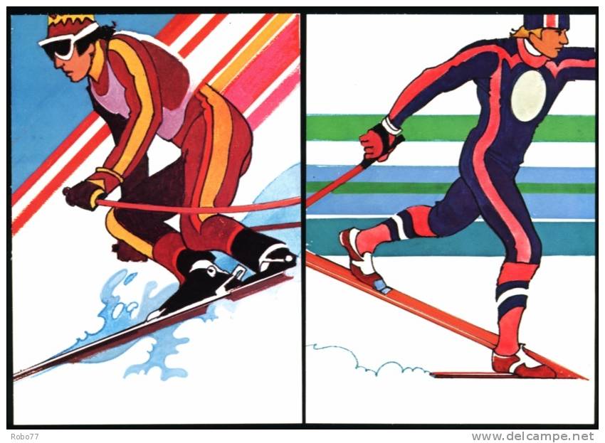 USA 3 Postcards + 3 Maximum Cards. Winter Olympic Games Lake Placid. Skiing, Slalom, Figure Skating. (V01122) - Hiver 1980: Lake Placid