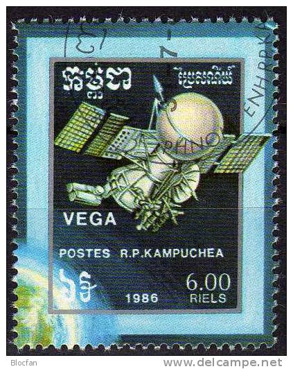 Halleyscher Komet 1986 Sonde Vega Kambodscha 790 Aus Block 148 O 3€ US-Raumfahrt Forschung Bloc Space Sheet Of Cambodge - Kampuchea