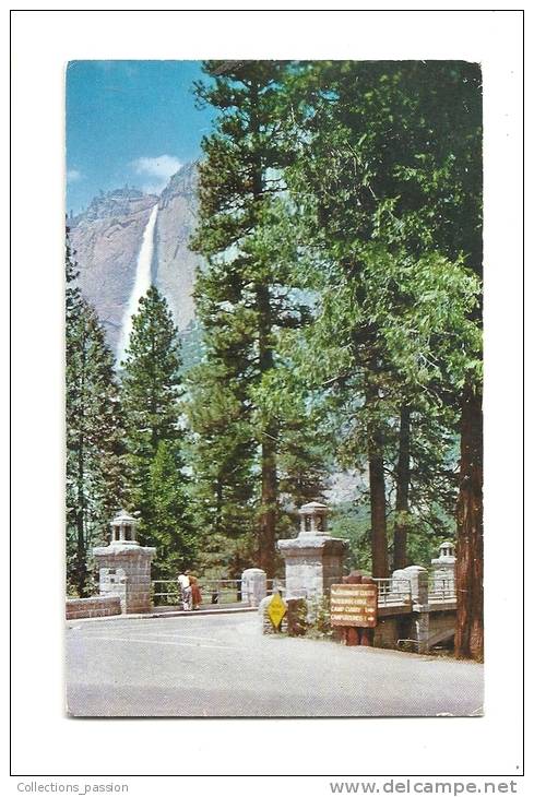 Cp, Etats-Unis, Yosemite National Park, Yosemite Falls From Sentinel Bridge, Voyagée 1958 - Yosemite