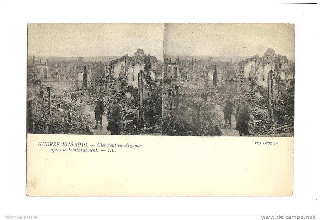 Cp, 55, Clermont-en-Argonne, Guerre 1914-1916, Après Le Bombardement - Clermont En Argonne