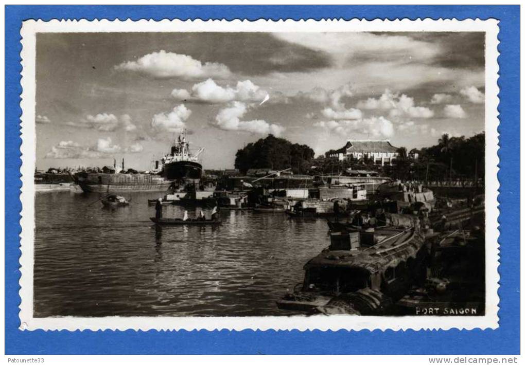 VIETNAM SAIGON  CARTE PHOTO VERITABLE LE PORT ANIMEE - Vietnam