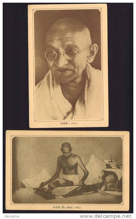 2 Gandhi Postcards  First Day Cancels - Postcards