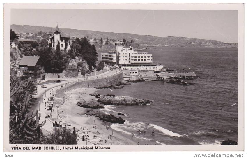 Vina De La Mar, Chile, Hotel Municipal Miramar. Postally Used, 1957, Message. - Chili