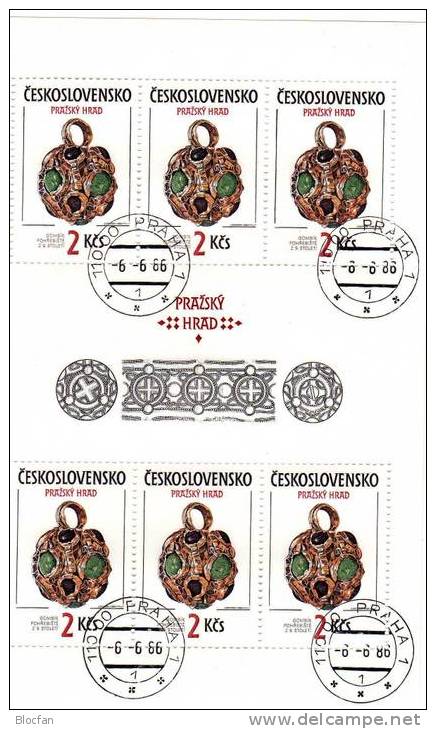 1986 Tschechoslowakei 2865/6+Kleinbogen O 9€ Zierknopf Südportal Veits-Dom Kunst Der Prager Burg Bloc Art Sheets Bf CSSR - Blocks & Sheetlets