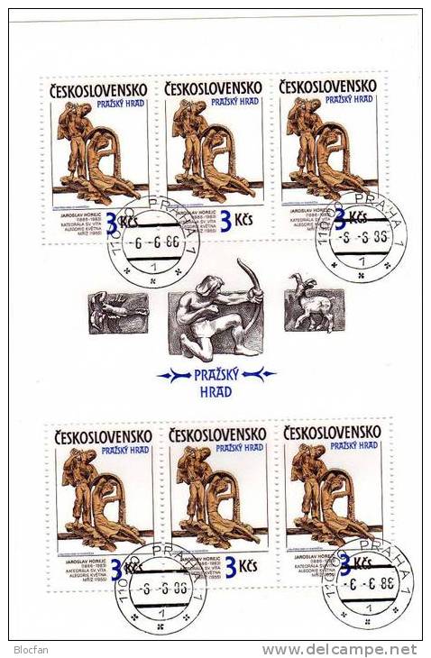 1986 Tschechoslowakei 2865/6+Kleinbogen O 9€ Zierknopf Südportal Veits-Dom Kunst Der Prager Burg Bloc Art Sheets Bf CSSR - Blocks & Sheetlets