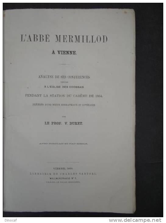L'Abbé Mermillod - Von Prof. V. Duret - Vienne Wien - 1864, 85 Seiten - Altri & Non Classificati