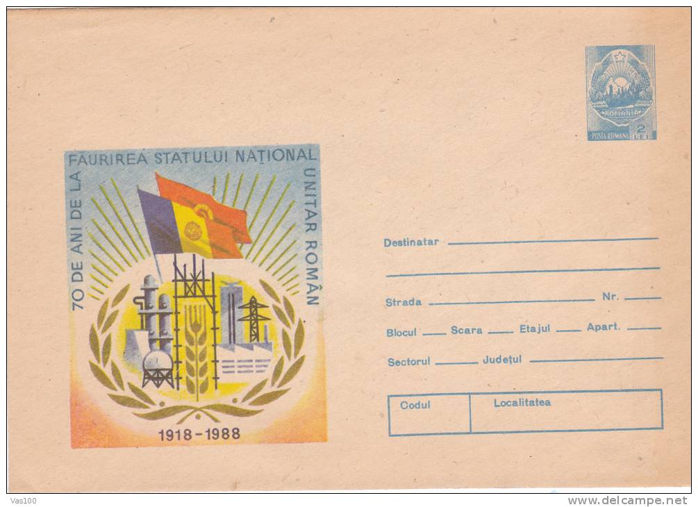 ELECTRICITY, 1988, COVER STATIONERY, ENTIER POSTALE, UNUSED, ROMANIA - Elektriciteit