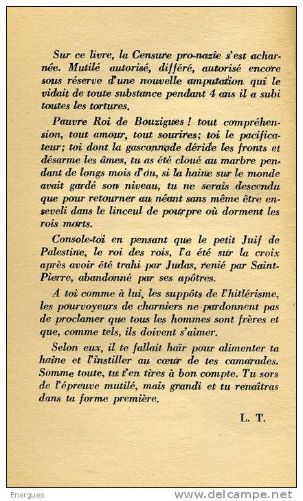 Le Roi De Bouzigues, Louis Thouy, 1944,ophrys - Novelas Negras