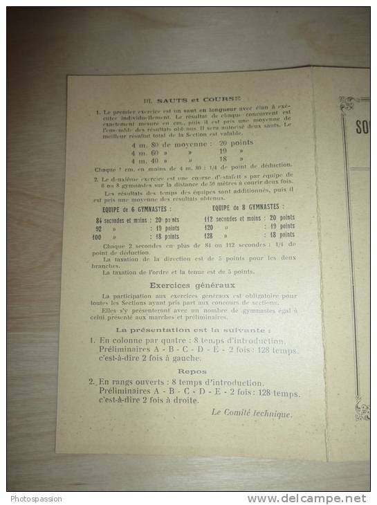 Société Cantonale Valaisanne De  Gymnastique - Exercices Pour Le Concours Fête Cantonale à Chippis 28 / 29 Juin 1931 - Non Classés