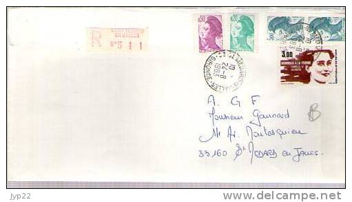 France - Lettre Recommandée Saint Médard En Jalles CAD 24-08-1983 - Affr. Composé / Tp   2259 & Liberté 2181 2184 & 2190 - Covers & Documents