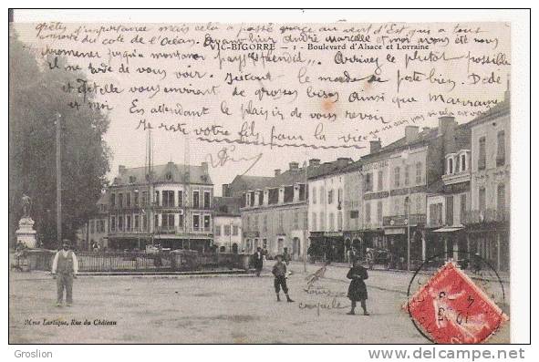 VIC BIGORRE 1 BOULEVARD D'ALSACE ET LORRAINE (COMMERCES ET ANIMATION) 1907 - Vic Sur Bigorre