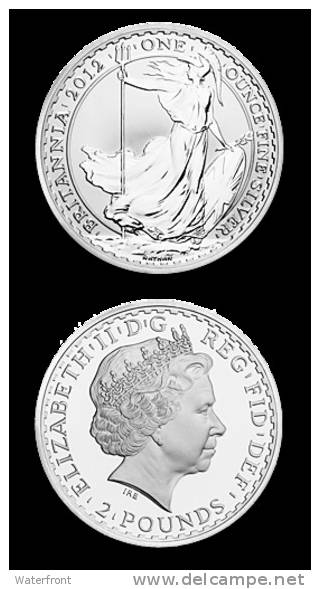 GREAT BRITAIN - 2 Pounds 2012 Britannia - 1 Ounce Fine Silver - Mintage 100,000 - BU - 2 Pounds