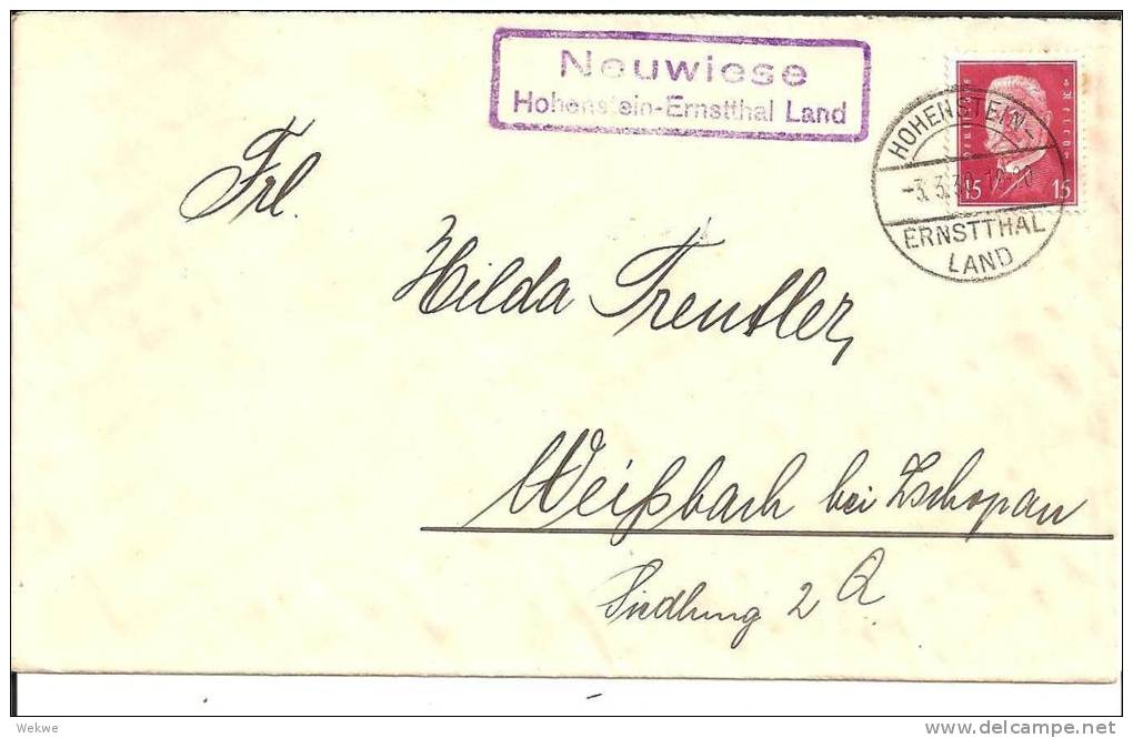 W-066a/ Neuwiese, Ernstthal Land, Landpost-Kastenstempel 1930 - Briefe U. Dokumente