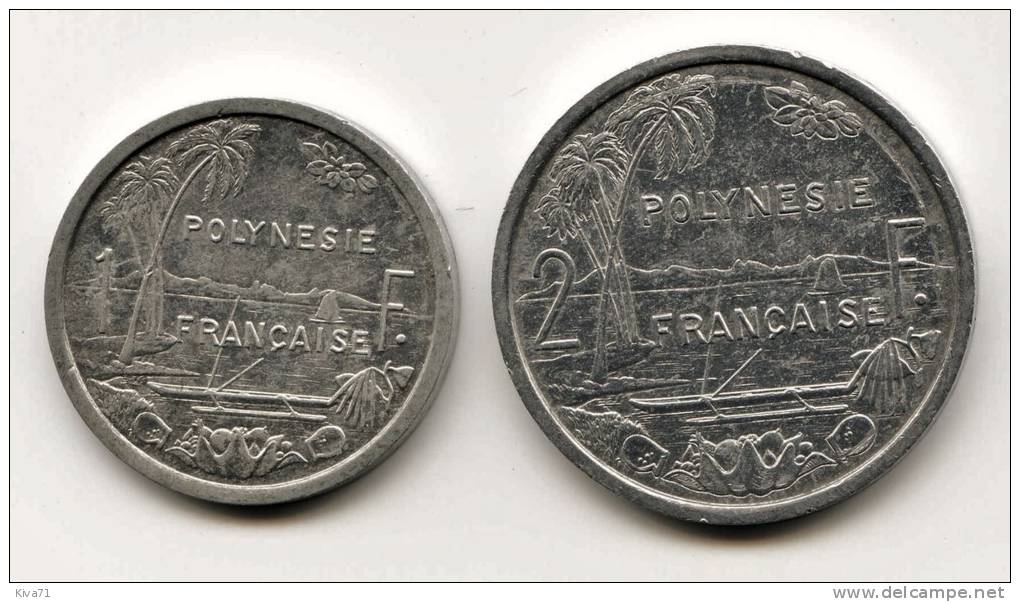 1 F Et 2 Francs "Polynésie"  Alu  SUP/XF - Französisch-Polynesien