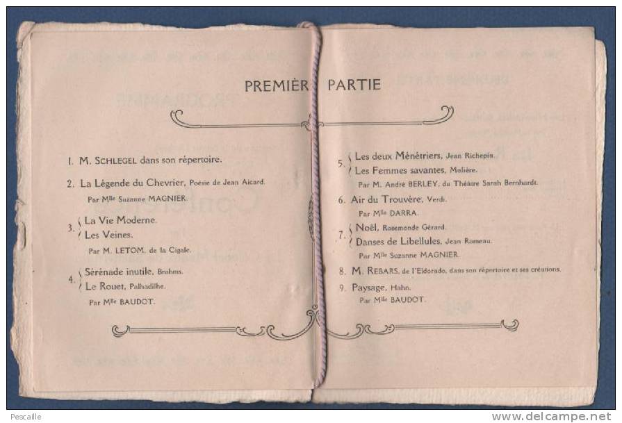 PROGRAMME CROIX ROUGE FRANCAISE - ASSOCIATION DES DAMES FRANCAISES COMITE DE MONTARGIS - 1913 - COLONEL MEAUX DE ST MARC - Programmes