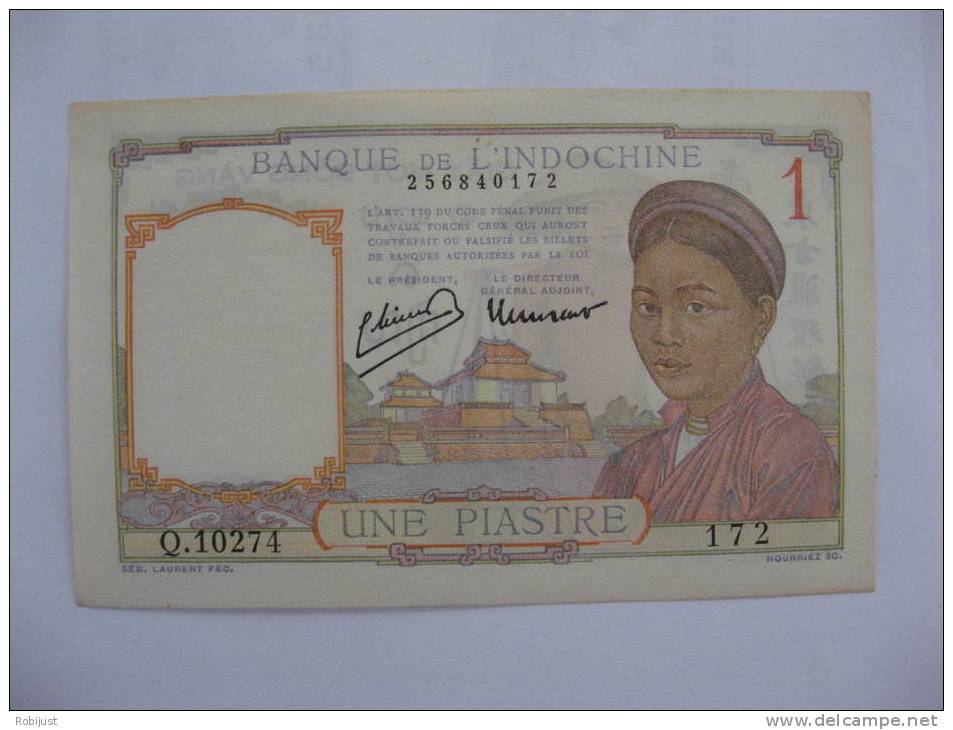 Billet De 1 Piastre. BANQUE DE L'INDOCHINE. - Indochine