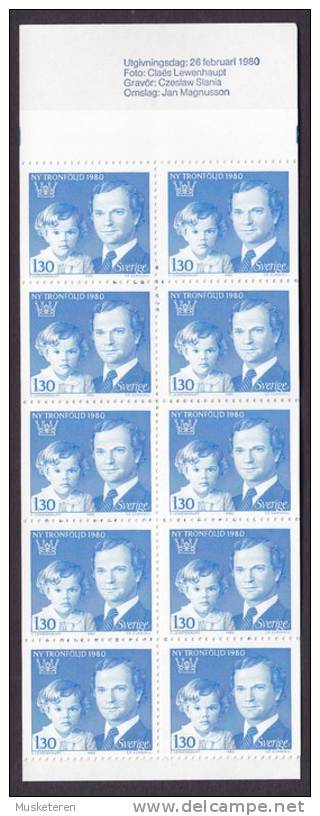 Sweden 1980 Markenheftchen Booklet Mi. 1101 D     1.30 Kr Neues Thronfolgerecht (Cz. Slania) (2 Scans) MNH** - 1951-80