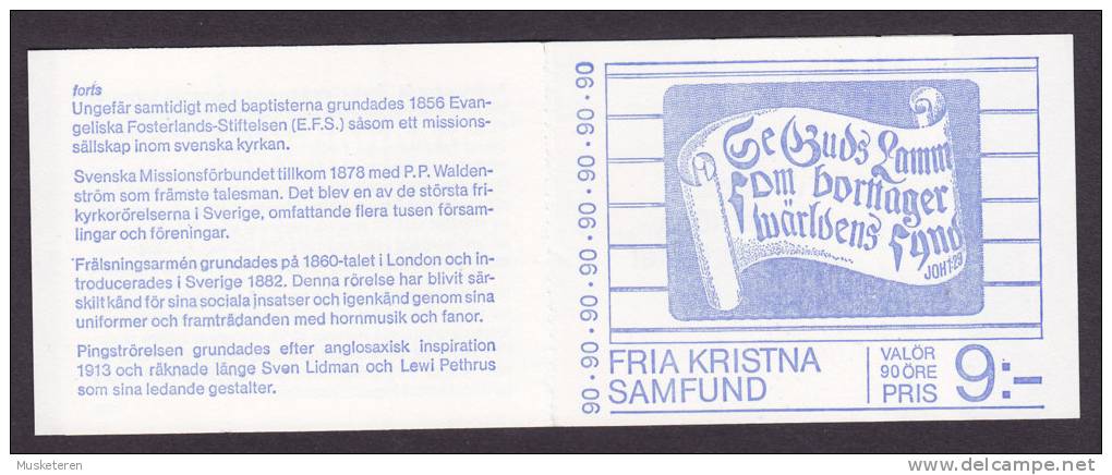 Sweden 1978 Markenheftchen Booklet MH-MiNr. 66     9.00 Kr Glaubensgemeinschaft (2 Scans) MNH** - 1951-80