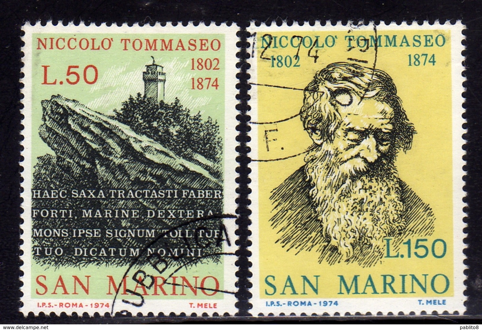 REPUBBLICA DI SAN MARINO 1974 NICCOLO' TOMMASEO SERIE COMPLETA COMPLETE SET USATA USED OBLITERE' - Used Stamps