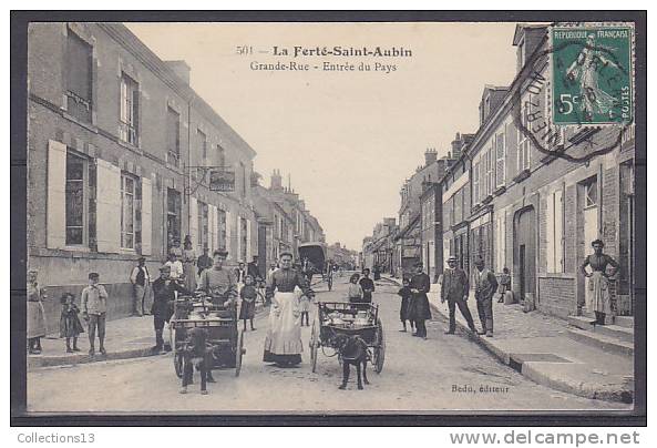 LOIRET - La Ferté Saint Aubin - Grande Rue - Entrée Du Pays (voitures à Chien) - La Ferte Saint Aubin