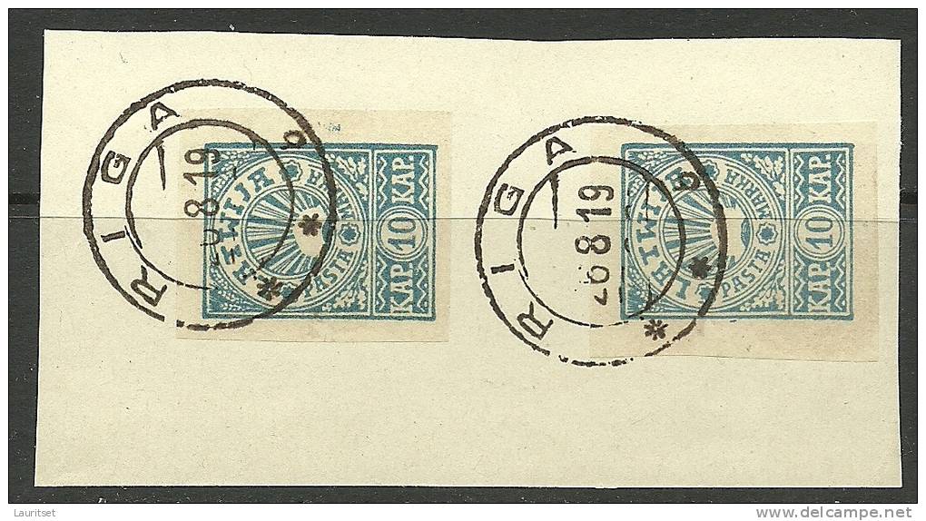 Estland Lettland Estonian Occupation In North-Latvia 1919 In Pair, Fine Used On Cut-out - Estland