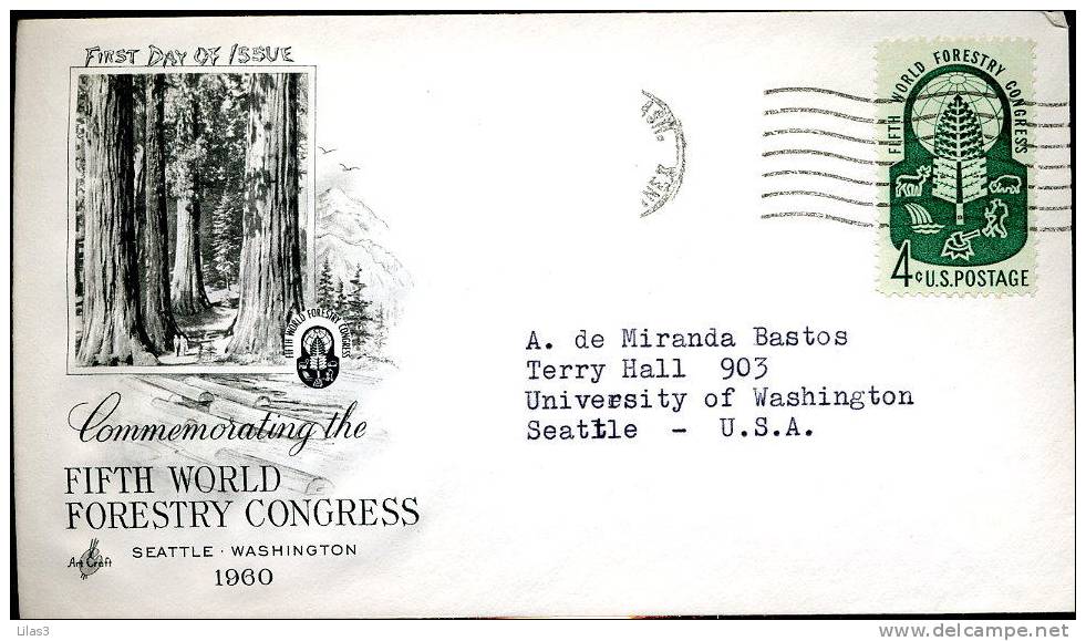 USA  Seattle Washington Terminal Annex 1960 Congrès Forestier 1er Jour Arbre Forêt Animaux - 1961-80