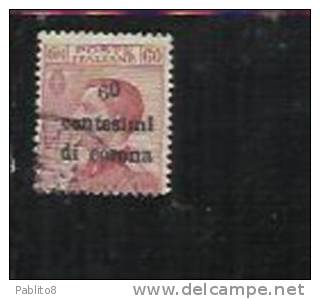 TRENTO E TRIESTE 1919 SOPRASTAMPATO D'ITALIA ITALY OVERPRINTED CENT. 60 C SU 60C USATO USED OBLITERE' - Trente & Trieste