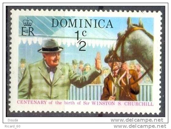 Timbre(s) Neuf(s)**  Dominique,winston Churchill,cheval, 1976 - Dominica (1978-...)