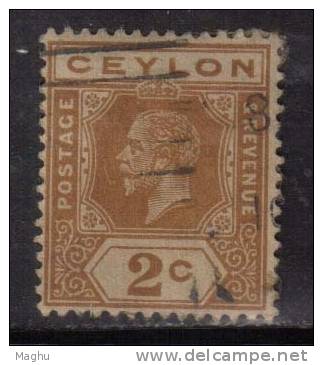 Ceylon Used 1912, Wmk Crown CA, KGV  2c Brown Orange - Ceylan (...-1947)
