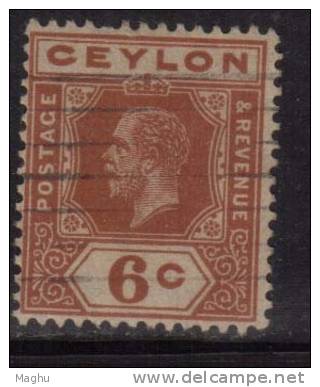 Ceylon Used 1912, Wmk Crown CA, KGV 6c - Ceylan (...-1947)