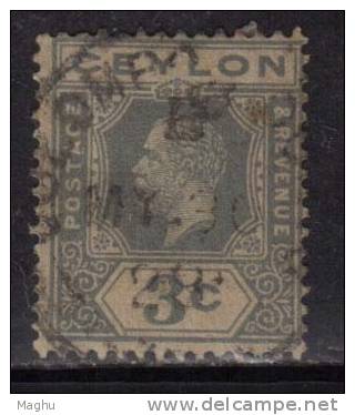 Ceylon Used 1921, Wmk Script CA,  KGV 3c - Ceylan (...-1947)