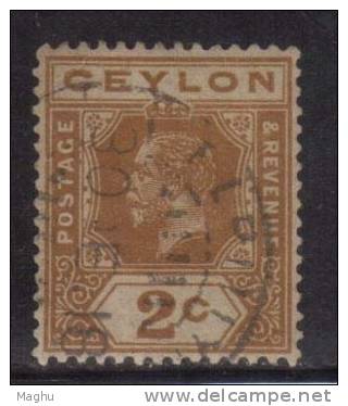 Ceylon Used 1912, Wmk Crown  CA, KGV 2c Orange - Ceylan (...-1947)