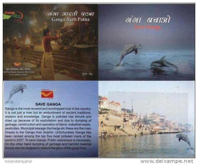 Stamp Booklet, Save Ganga, River, Dolphin,Contains 4 Stamps Of Rs 5/-, By India Post  As Per Scan , - Environment & Climate Protection