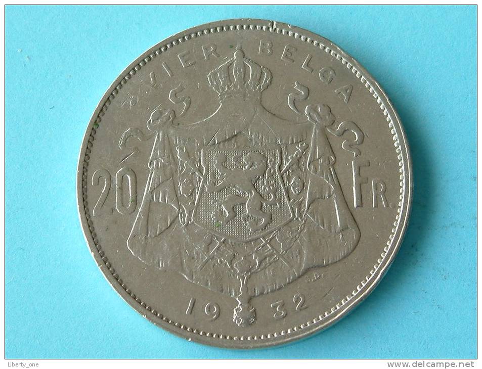 1932 VL - 20 FRANK / VIER BELGA / Morin 379a ( Uncleaned - For Grade, Please See Photo ) ! - 20 Francs & 4 Belgas