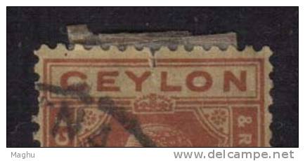 Ceylon Used  1922, Wmk Scirpt CA, KGV 9c Red On Yellow, As Scan - Ceylan (...-1947)