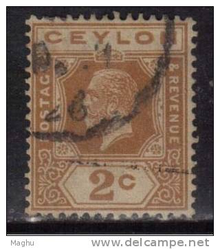 Ceylon Used  1922, Wmk Scirpt CA, KGV 2c Brown Orange - Ceylan (...-1947)